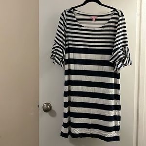 Lilly Pulitzer Navy and White Striped Dress Size XL